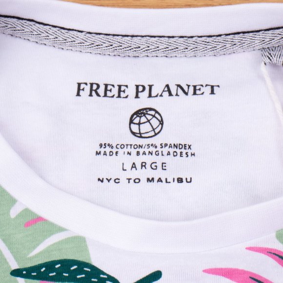 Free Planet Men's Large White T-Shirt Fern Leaf Design MSRP $38 - Picture 10 of 12